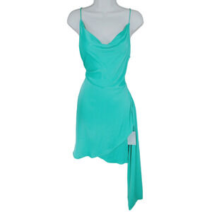 Elegant Turquoise Draped Dress